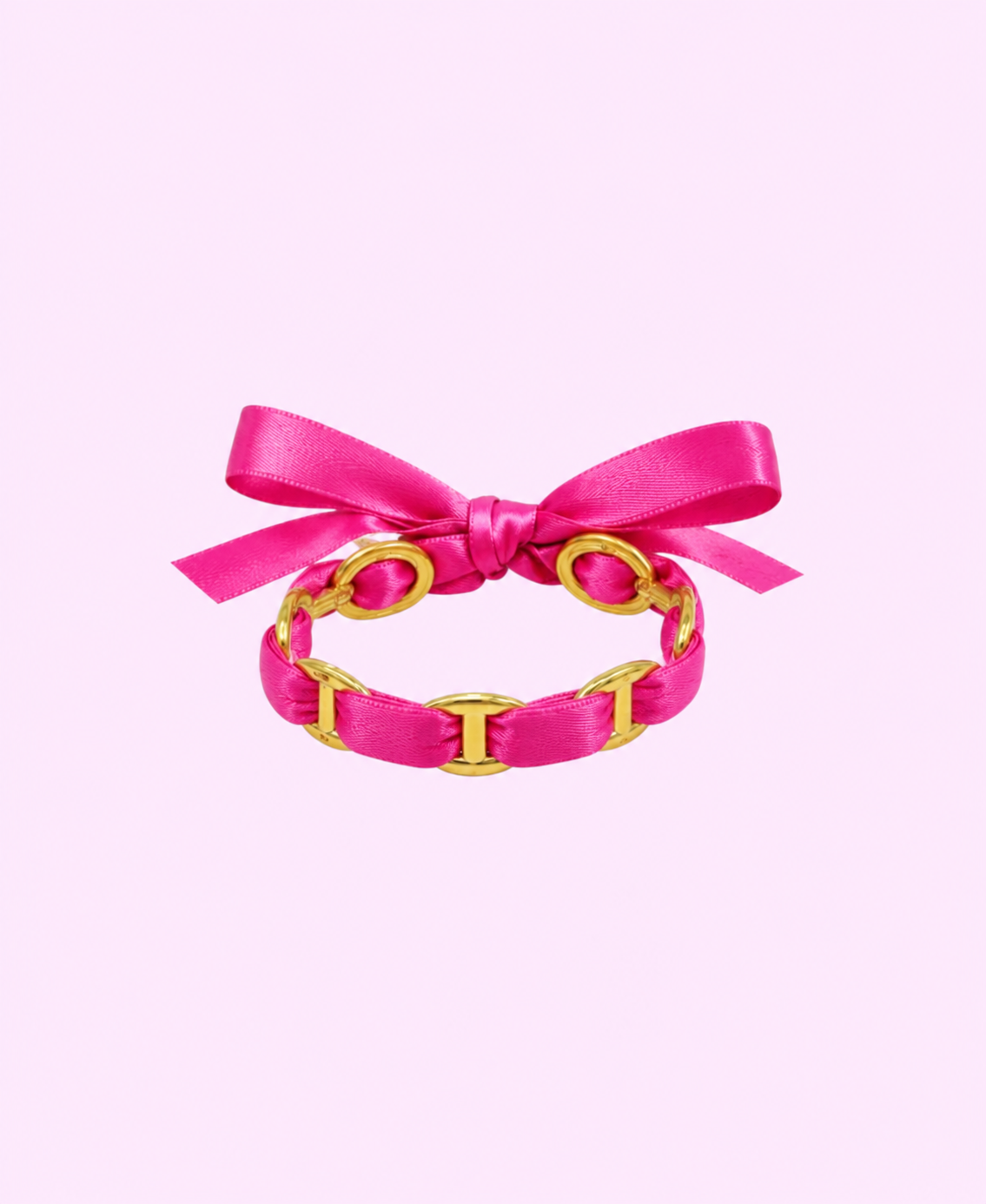 Jonc Elsa rose fushia/ rose clair acier inoxydable doré