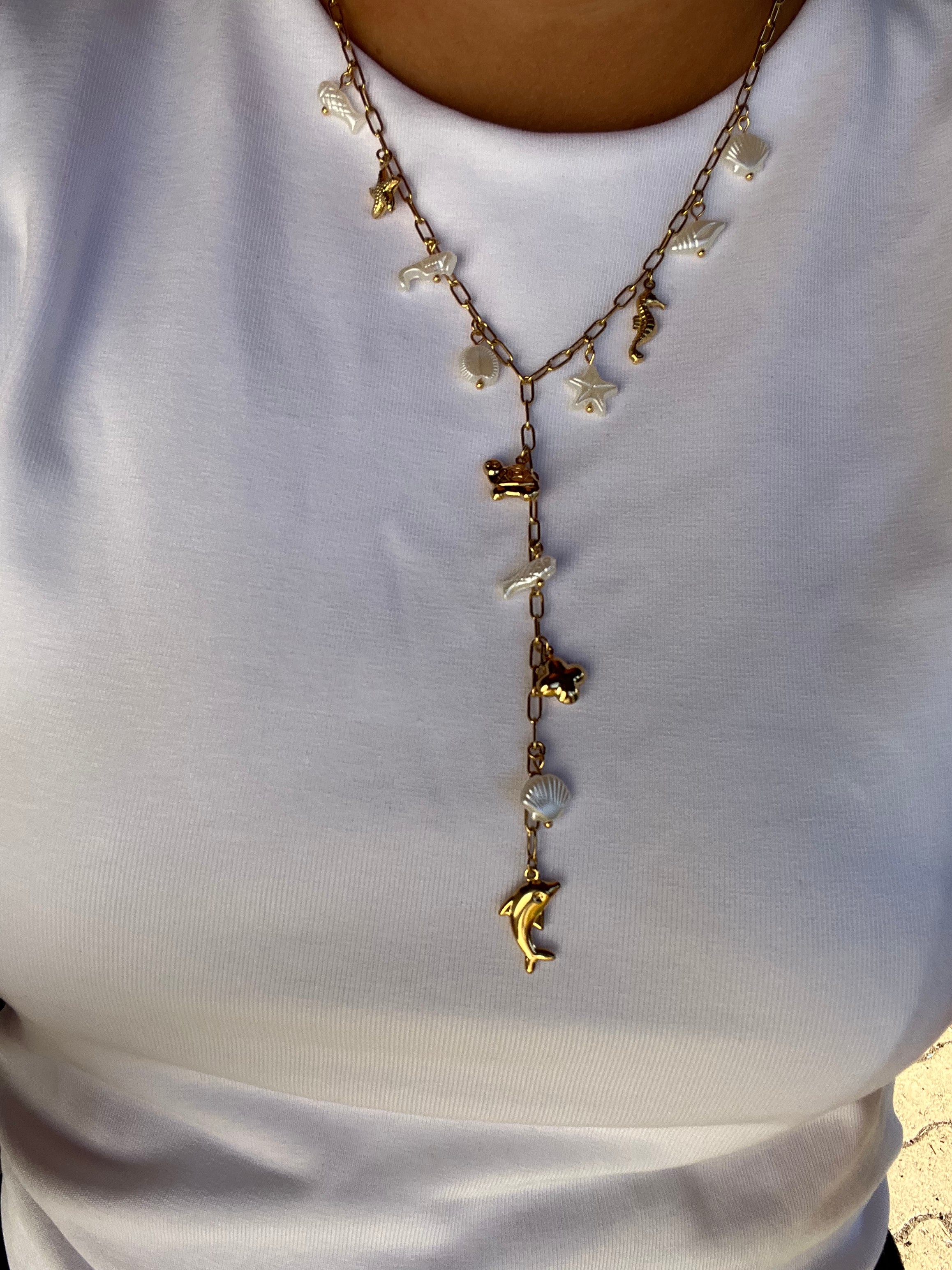 Collier Y MAELIA acier inoxydable doré