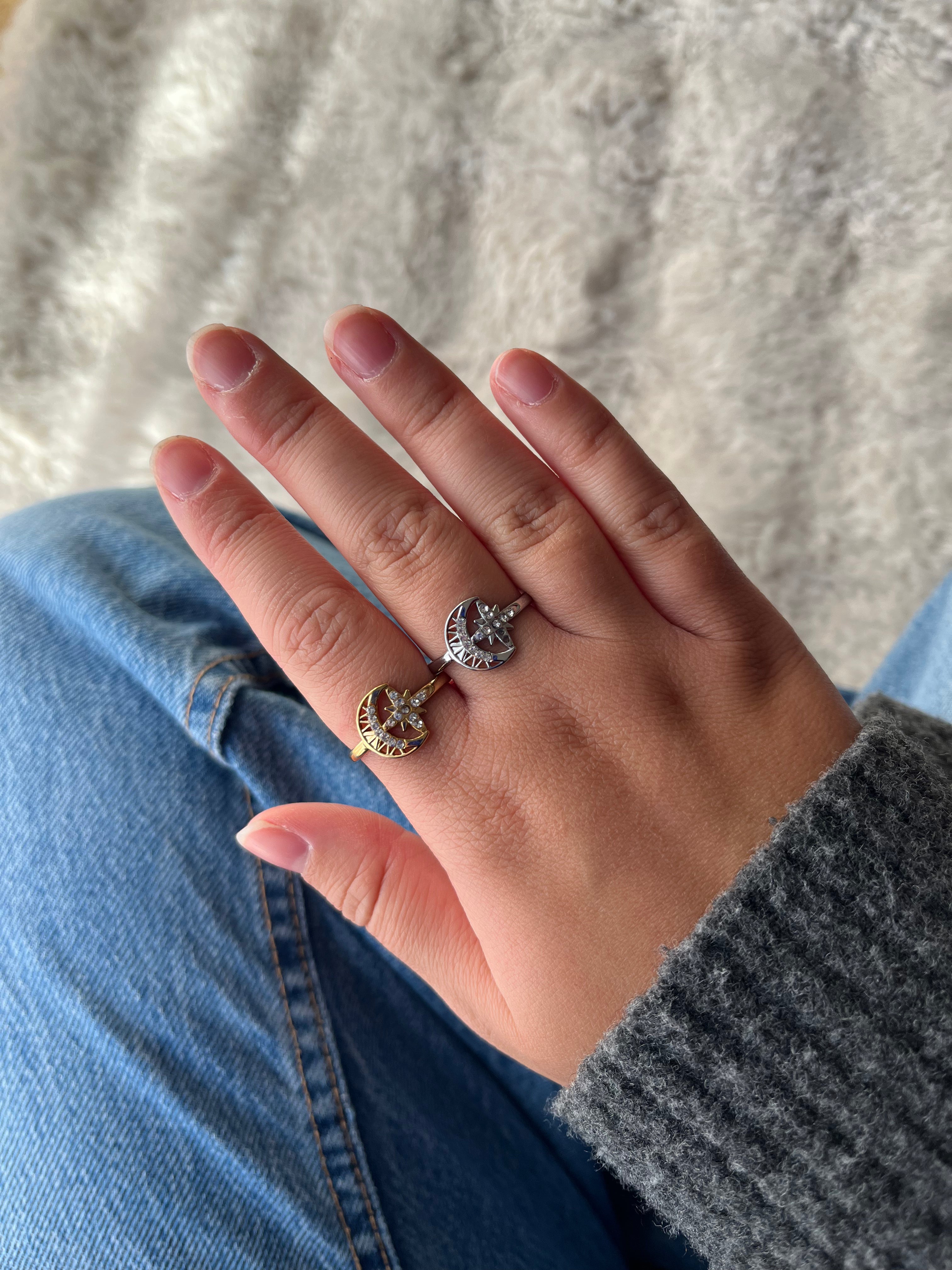 Bague Luna acier inoxydable argenté/ doré