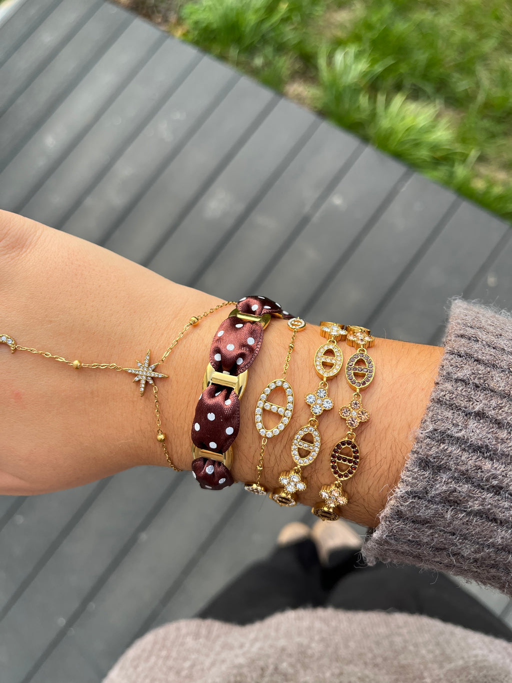 Bracelet Maxi ARIA strass acier inoxydable argenté/ doré