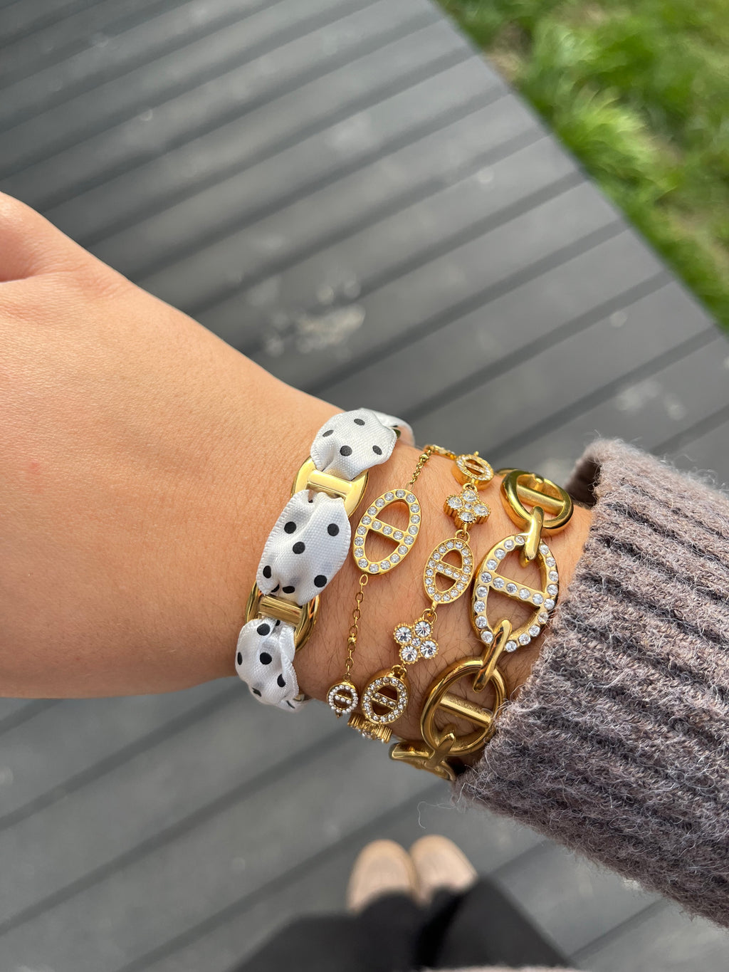 Bracelet Maxi ARIA strass acier inoxydable argenté/ doré